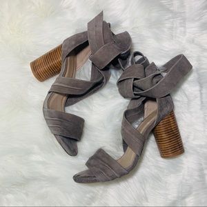 Raye Mia Suede Ankle Wrap Sandal, Block Heel